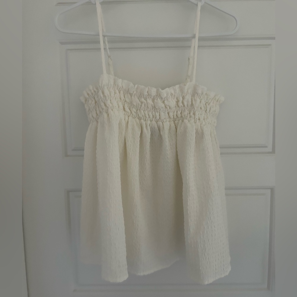 White Cream Cami Shirt Camisole Babydoll Ruched Tank Top ASOS Design UK 10 US 6